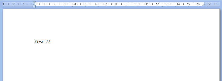Пример набора простой формулы как обычного текста